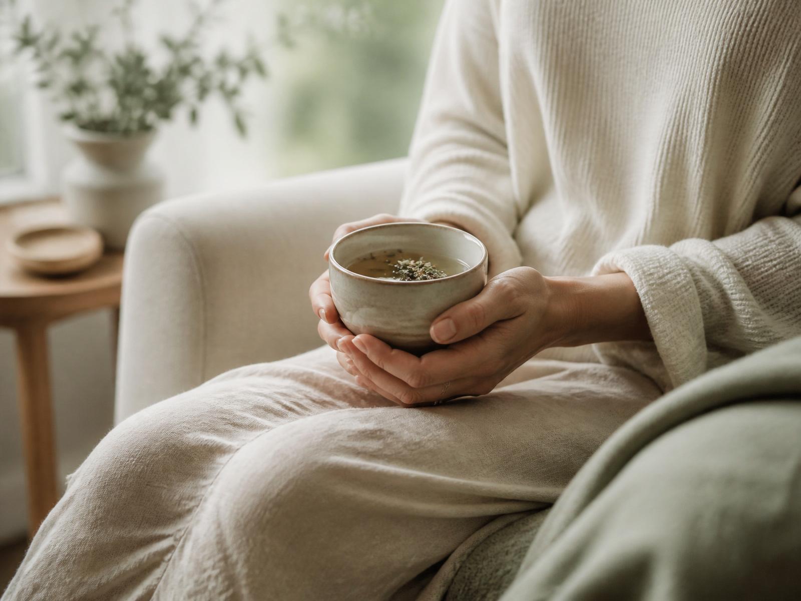 A calm moment with warm tea in soft morning light